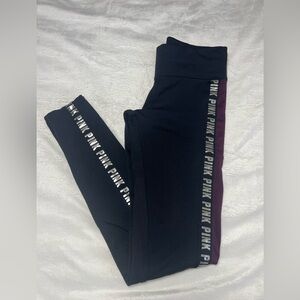PINK Victoria's Secret Kids Black and‎ Purple Leggings